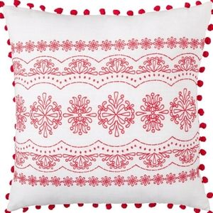 Pioneer Woman Red and Ivory Throw Pillow-NEW